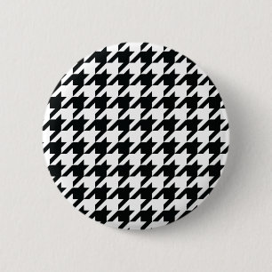 Badge Rond 5 Cm Motif noir blanc de Houndstooth