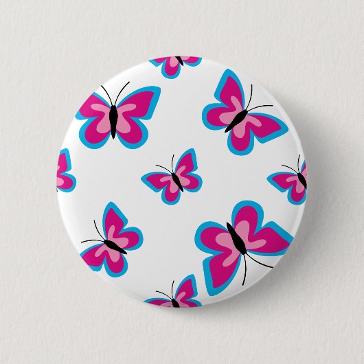 Badge Rond 5 Cm Motif papillon rose bleu (Devant)