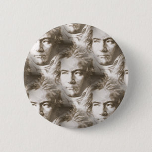 Badge Rond 5 Cm Motif Portrait de Beethoven