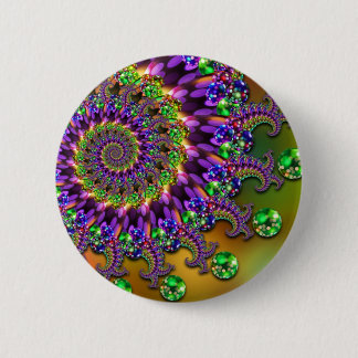 Badge Rond 5 Cm Motif pourpre et vert de fractale de Bokeh