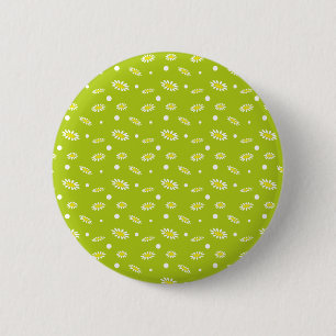 Badge Rond 5 Cm Motif rétro de printemps à pois et marguerite vert