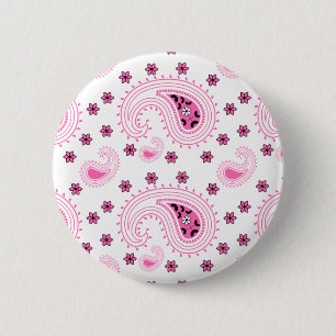 Badge Rond 5 Cm Motif rose chaud et fleurs
