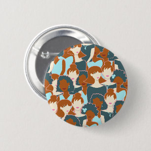 Badge Rond 5 Cm Motif sans couture avec filles noires et blanches