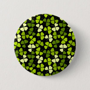 Badge Rond 5 Cm Motif Shamrock foncé vert et noir