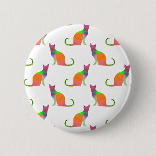 Badge Rond 5 Cm Motif Silhouette de chat à basse densité