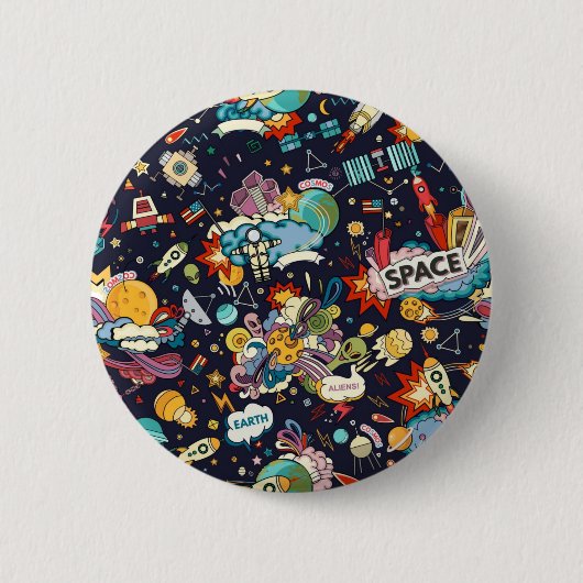 Badge Rond 5 Cm Motif spatial (Devant)