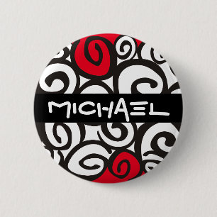 Badge Rond 5 Cm Motif Spirales Noir & Blanc + vos idées