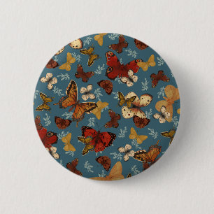 Badge Rond 5 Cm motif transparent bleu papillon