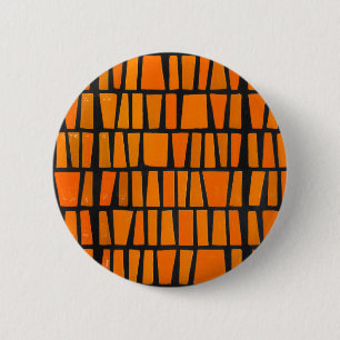 Badge Rond 5 Cm Motif tribal d'Afrique orange et noire