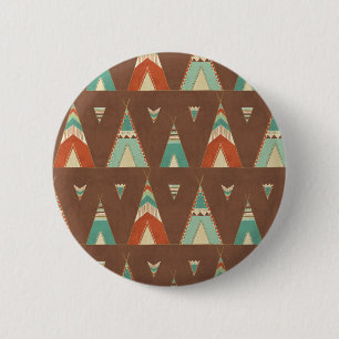 Badge Rond 5 Cm Motif turquoise de Teepee d'étape   de Geo de
