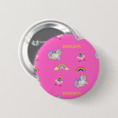 Badge Rond 5 Cm Motif Unicorne rose (Devant & derrière)