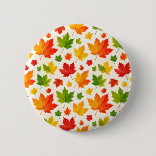 Badge Rond 5 Cm Motif vectoriel sans couture de feuilles d'automne