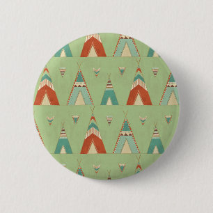 Badge Rond 5 Cm Motif vert de Teepee d'étape   de Geo de sud-oues