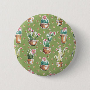 Badge Rond 5 Cm Motif vert d'étape de fleur de désert