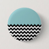 Badge Rond 5 Cm Motif Zigzag noir et blanc, Chevron, Bleu (Devant)