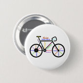 Badge Rond 5 Cm Motivational Bike, Cycle, Vélo, Mots Sport (Devant & derrière)