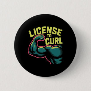 Badge Rond 5 Cm Motivational Funny Gym Humour Biceps Gains Licence