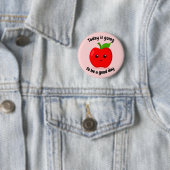 Badge Rond 5 Cm Motivationnelle Positive Cute Kawaii Apple (En situation)