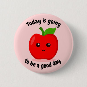 Badge Rond 5 Cm Motivationnelle Positive Cute Kawaii Apple