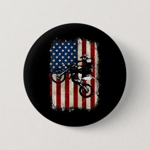 Badge Rond 5 Cm Motocross moto cross drapeau américain 4 juillet