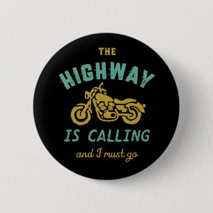 Badge Rond 5 Cm Motocyclette classique La route appelle