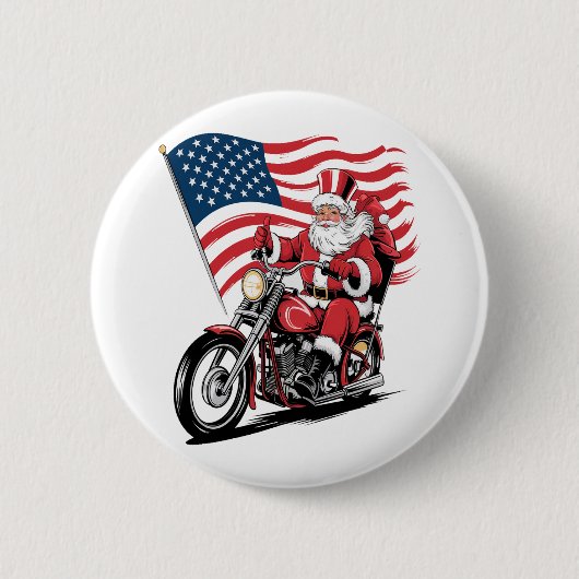 Badge Rond 5 Cm Motocyclette Patriotique Oncle Sam (Devant)