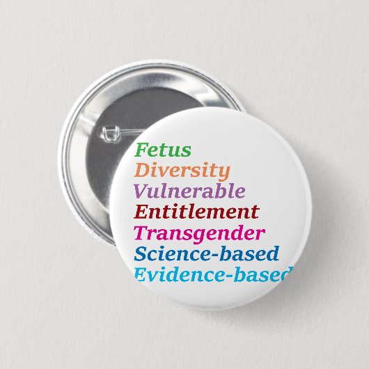 Badge Rond 5 Cm Mots à base scientifique et autres interdits (Devant & derrière)