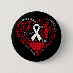Badge Rond 5 Cm Mots de coeur de conscience de cancer de poumon
