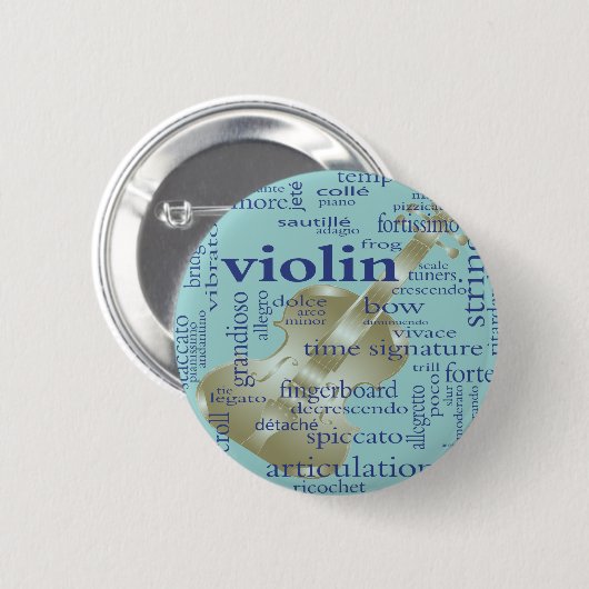 Badge Rond 5 Cm Mots de violon (Devant & derrière)