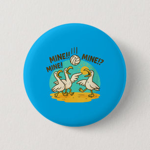 Badge Rond 5 Cm Mouettes drôles de volley-ball de plage de dessin