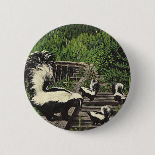 Badge Rond 5 Cm Mouffettes vintage, Animaux sauvages et Créatures