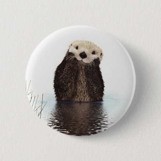 Badge Rond 5 Cm Moufle de Fluffy adorable mignonne animal (Devant)