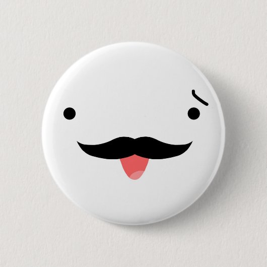 Badge Rond 5 Cm Moustache (Devant)