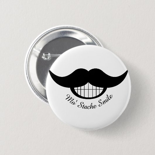Badge Rond 5 Cm Moustache (Devant & derrière)