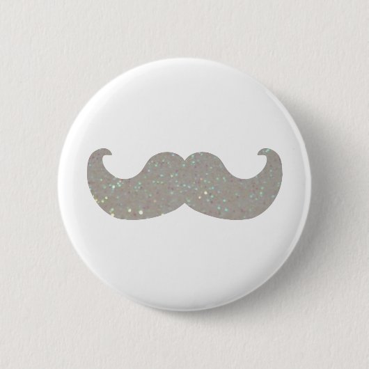 Badge Rond 5 Cm Moustache blanche de Bling (graphique de parties (Devant)