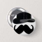 Badge Rond 5 Cm moustache, casquette supérieur, cravate d'arc et (Devant & derrière)