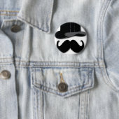 Badge Rond 5 Cm moustache, casquette supérieur, cravate d'arc et (En situation)