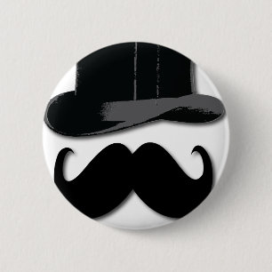 Badge Rond 5 Cm moustache, casquette supérieur, cravate d'arc et