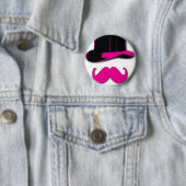 Badge Rond 5 Cm moustache, casquette supérieur, cravate d'arc et (En situation)
