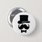 Badge Rond 5 Cm moustache, casquette supérieur, cravate d'arc et (Devant & derrière)