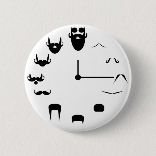 Badge Rond 5 Cm Moustache Clockface (Devant)