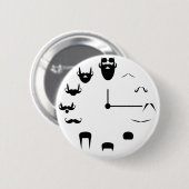 Badge Rond 5 Cm Moustache Clockface (Devant & derrière)