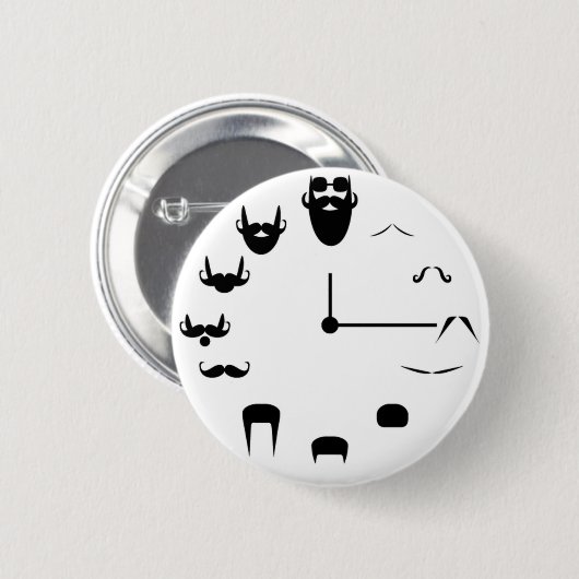 Badge Rond 5 Cm Moustache Clockface (Devant & derrière)