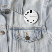 Badge Rond 5 Cm Moustache Clockface (En situation)