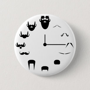 Badge Rond 5 Cm Moustache Clockface