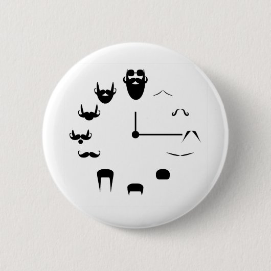 Badge Rond 5 Cm Moustache Clockface (Devant)
