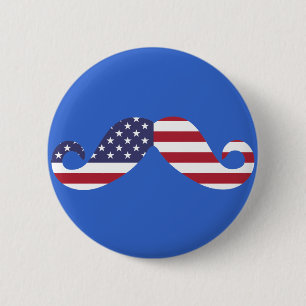 Badge Rond 5 Cm Moustache de drapeau américain