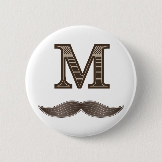 Badge Rond 5 Cm Moustache de M (Devant)