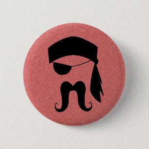 Badge Rond 5 Cm Moustache de pirate