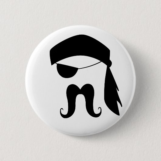 Badge Rond 5 Cm Moustache de pirate (Devant)